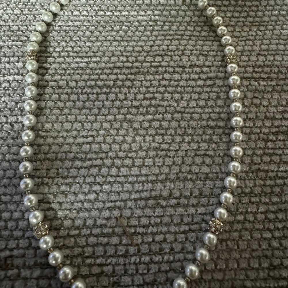 Vintage Premier Designs Faux Pearl Rhinestone Aud… - image 1