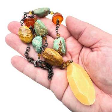 Silpada Turquoise Honey Jade & Amber Sterling 925… - image 1