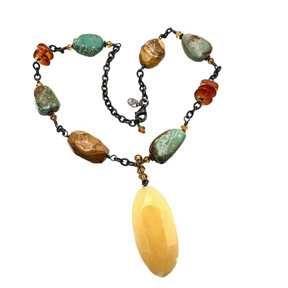 Silpada Turquoise Honey Jade & Amber Sterling 925… - image 2