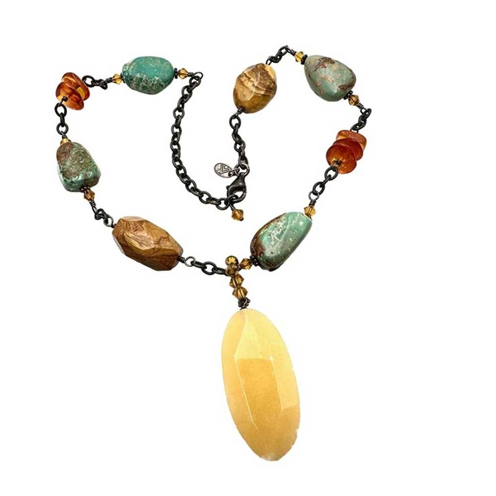 Silpada Turquoise Honey Jade & Amber Sterling 925… - image 3