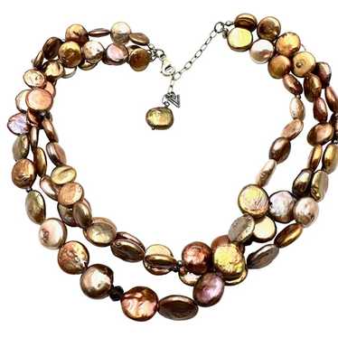 Silpada Retired Bronze Coin Pearl cheapest Smoky Quartz Sterling Silver 3 Strand Necklace