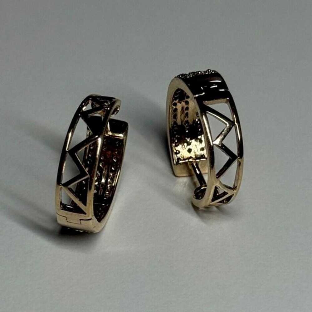 10K YELLOW GOLD DIAMONDS 0.9 CARAT EARRINGS LENGT… - image 8