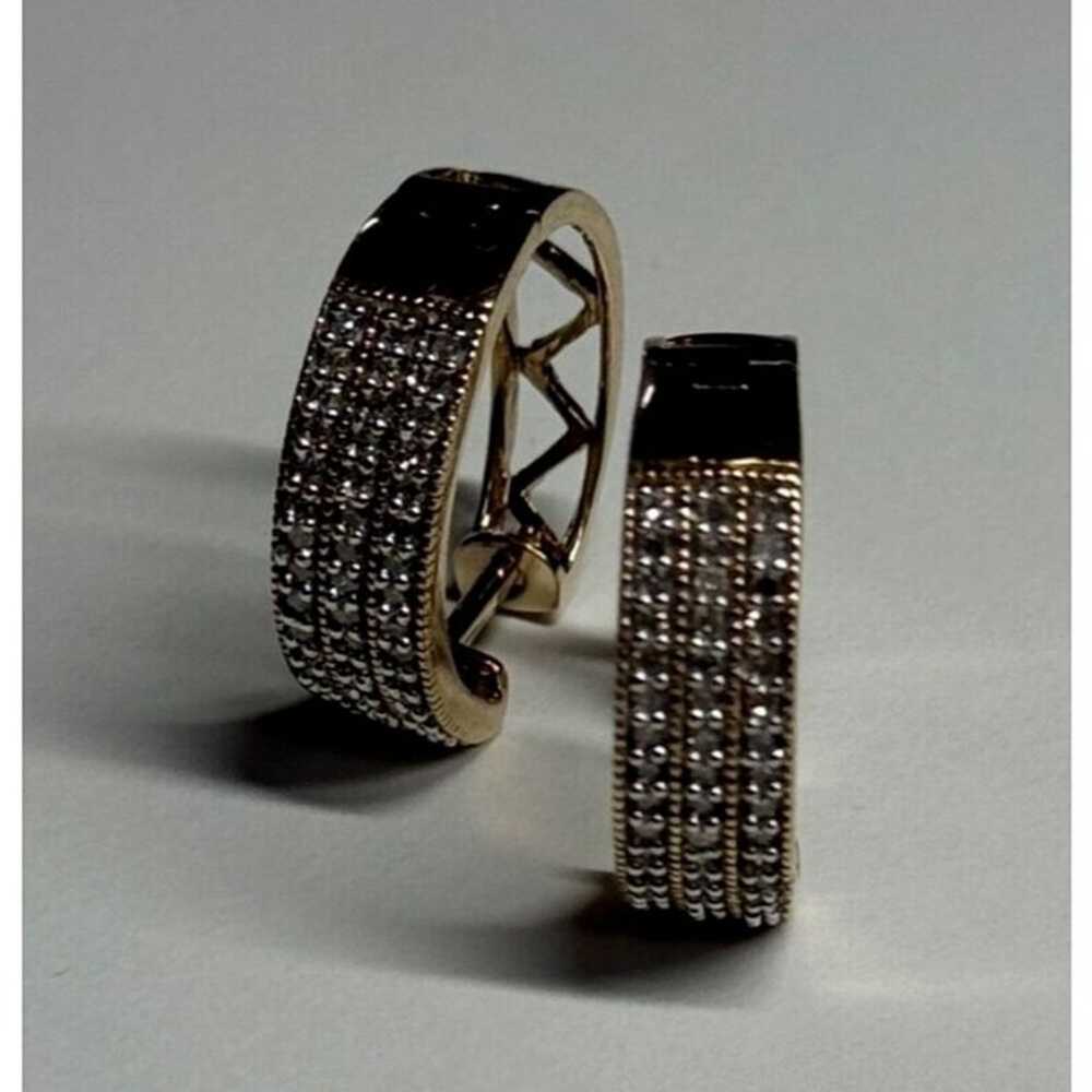 10K YELLOW GOLD DIAMONDS 0.9 CARAT EARRINGS LENGT… - image 9