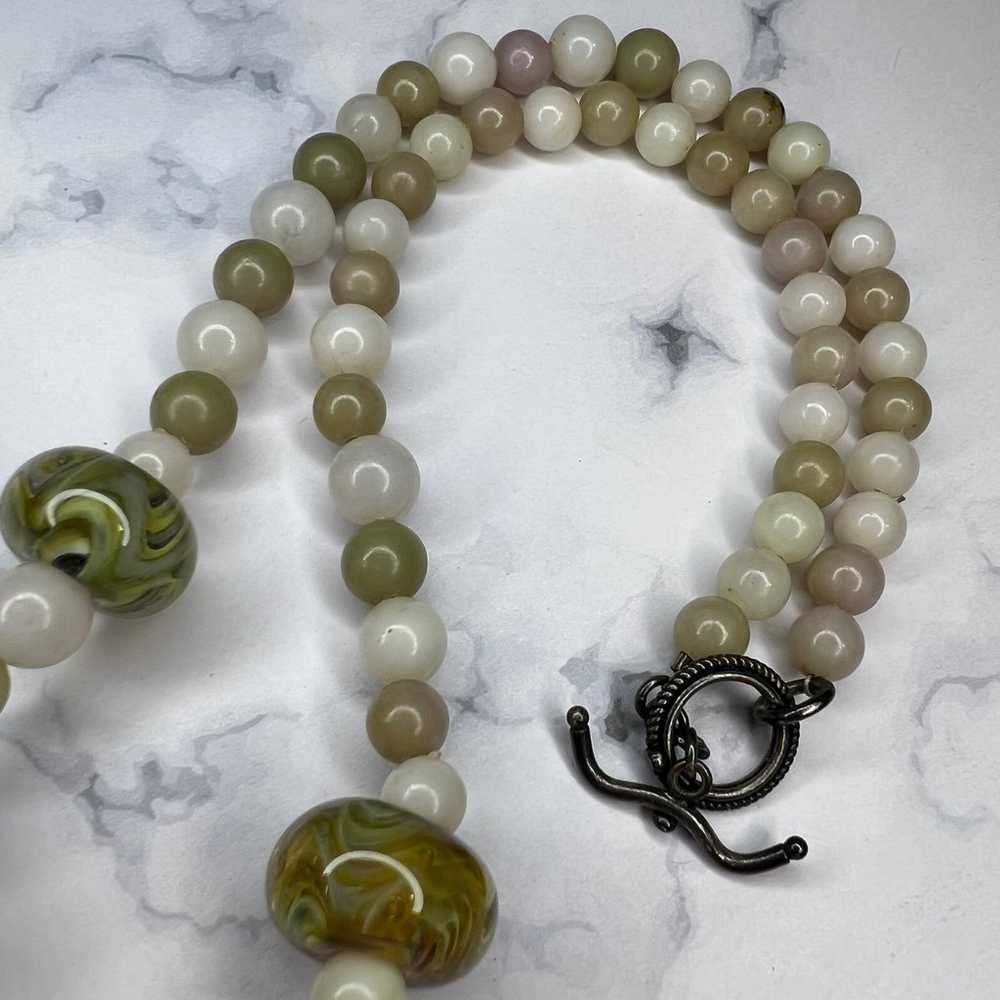 Vintage Style Green Art Swirl Lucite Beaded Boho … - image 3