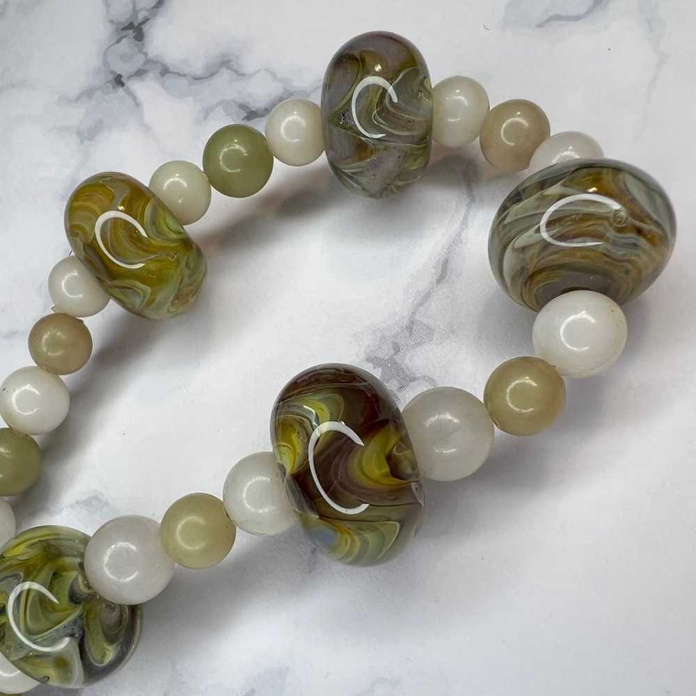 Vintage Style Green Art Swirl Lucite Beaded Boho … - image 4