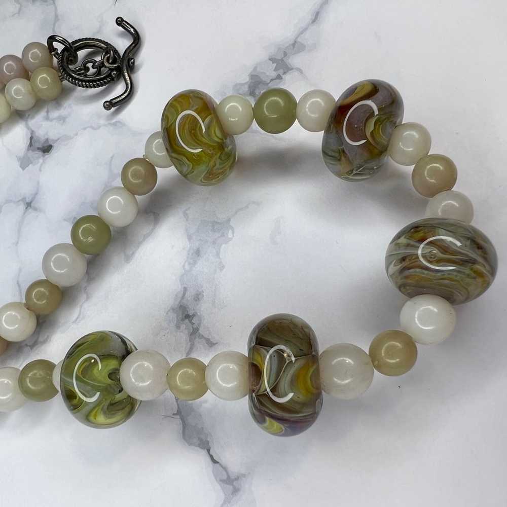 Vintage Style Green Art Swirl Lucite Beaded Boho … - image 5