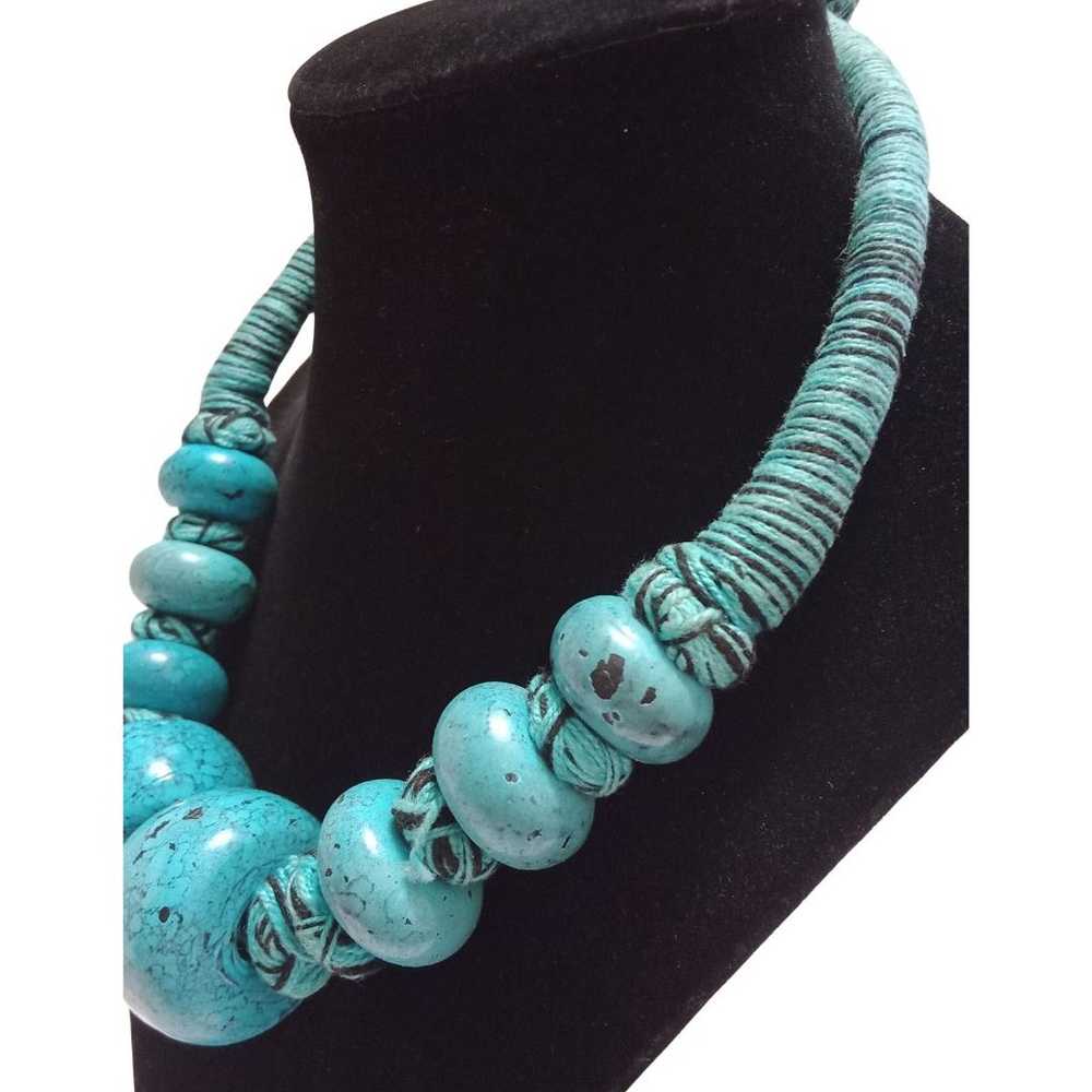 Vintage Faux Turquoise Beaded necklace - image 3