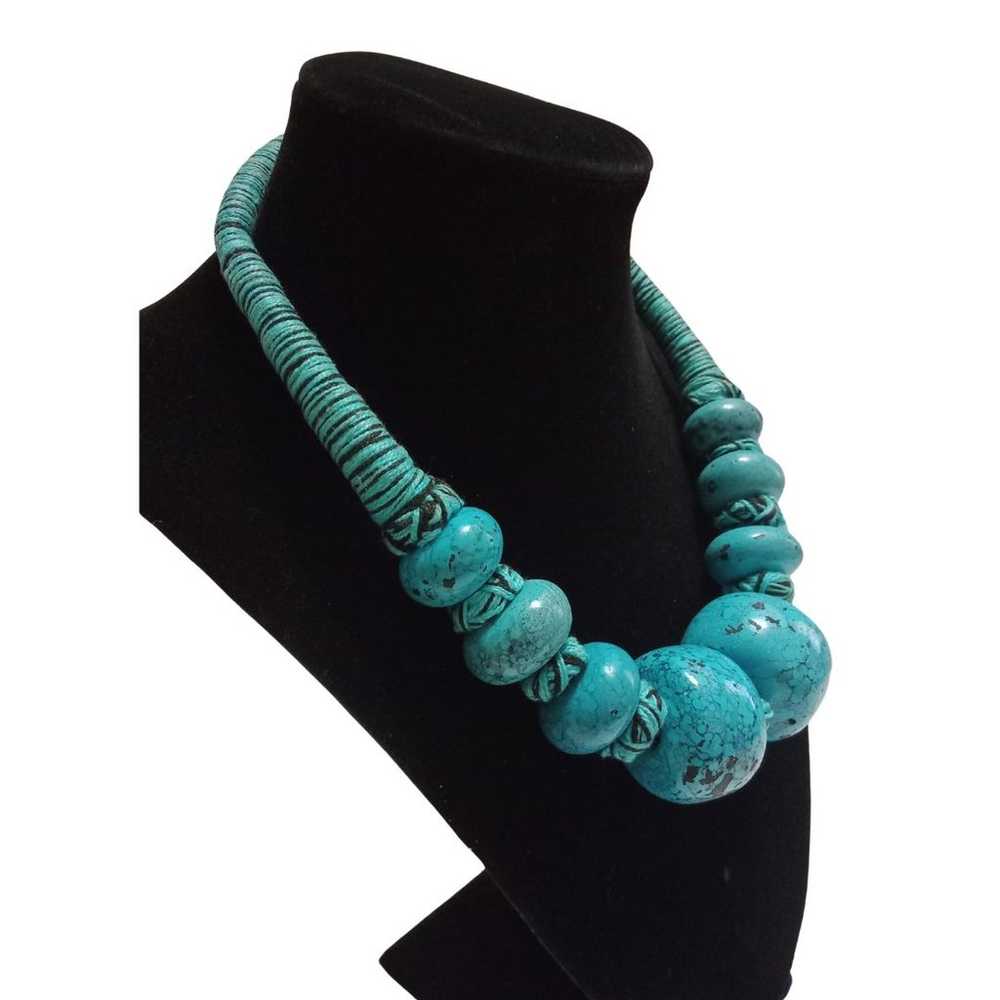 Vintage Faux Turquoise Beaded necklace - image 7