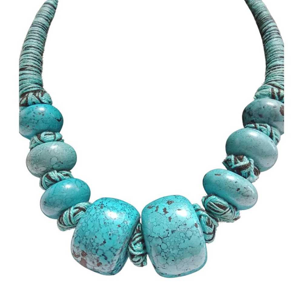 Vintage Faux Turquoise Beaded necklace - image 9