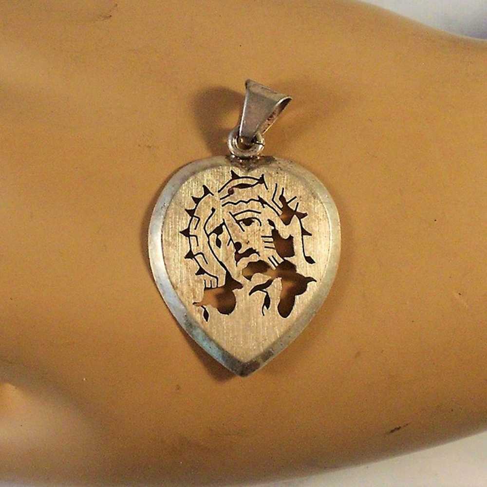 Sterling Silver Passion of Christ Heart Pendant L… - image 2