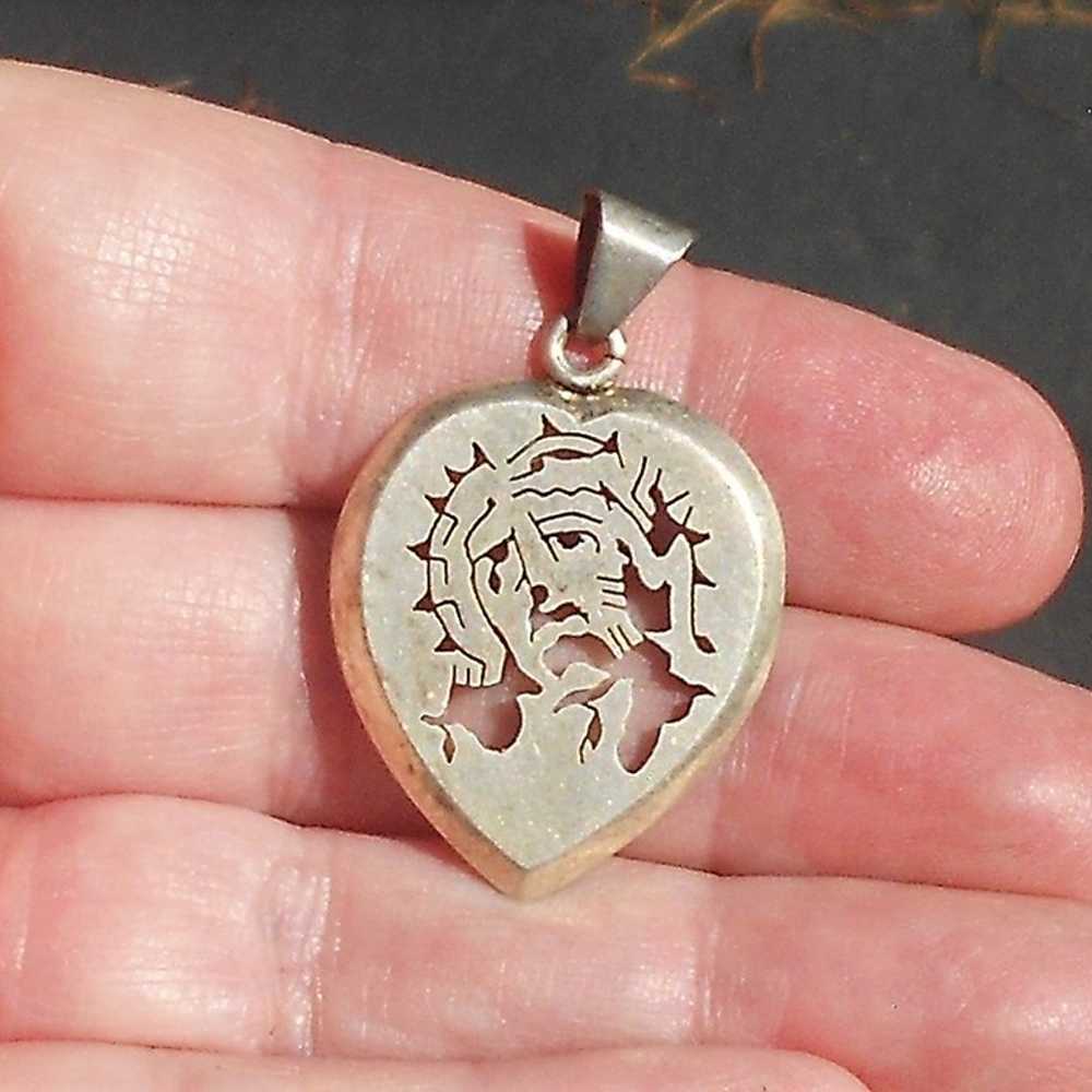 Sterling Silver Passion of Christ Heart Pendant L… - image 5