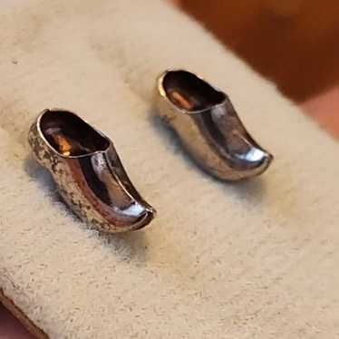 Vintage Sterling Silver DUTCH Clog Stud Earring - image 1