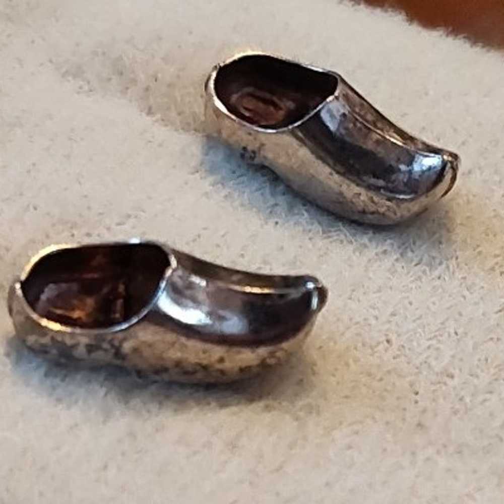 Vintage Sterling Silver DUTCH Clog Stud Earring - image 2