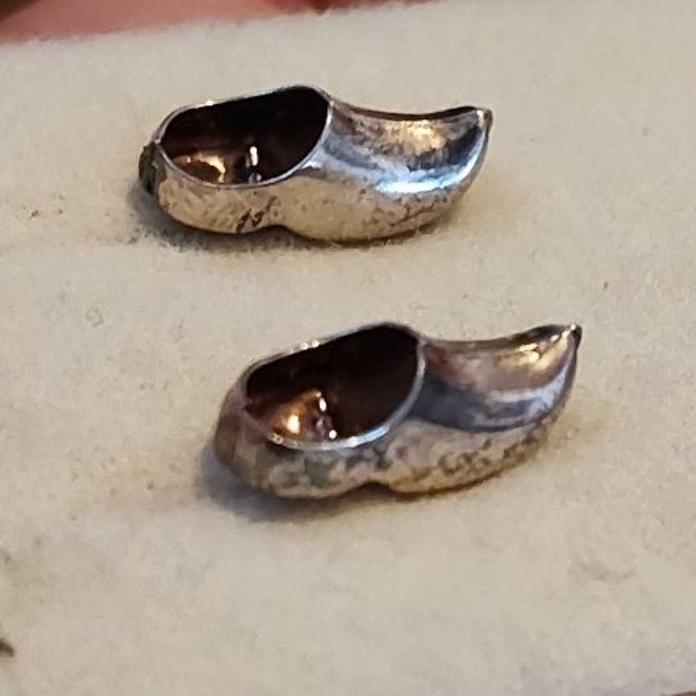 Vintage Sterling Silver DUTCH Clog Stud Earring - image 5