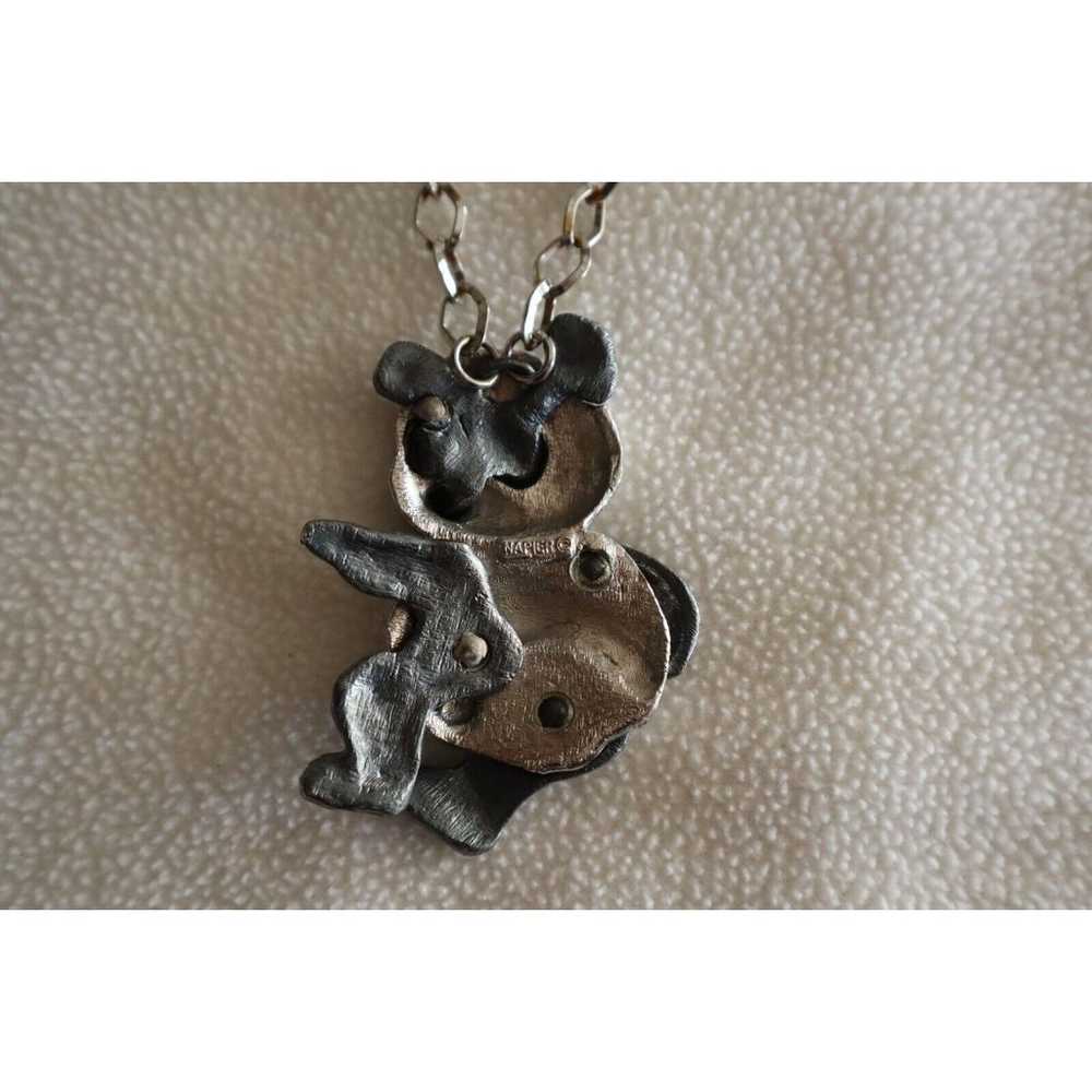 Vintage Napier Silvertone Panda Bear Pendant 24" … - image 5