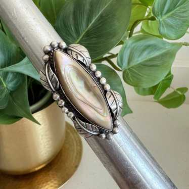 Vintage Sterling Silver & Mother of Pearl Navajo … - image 1