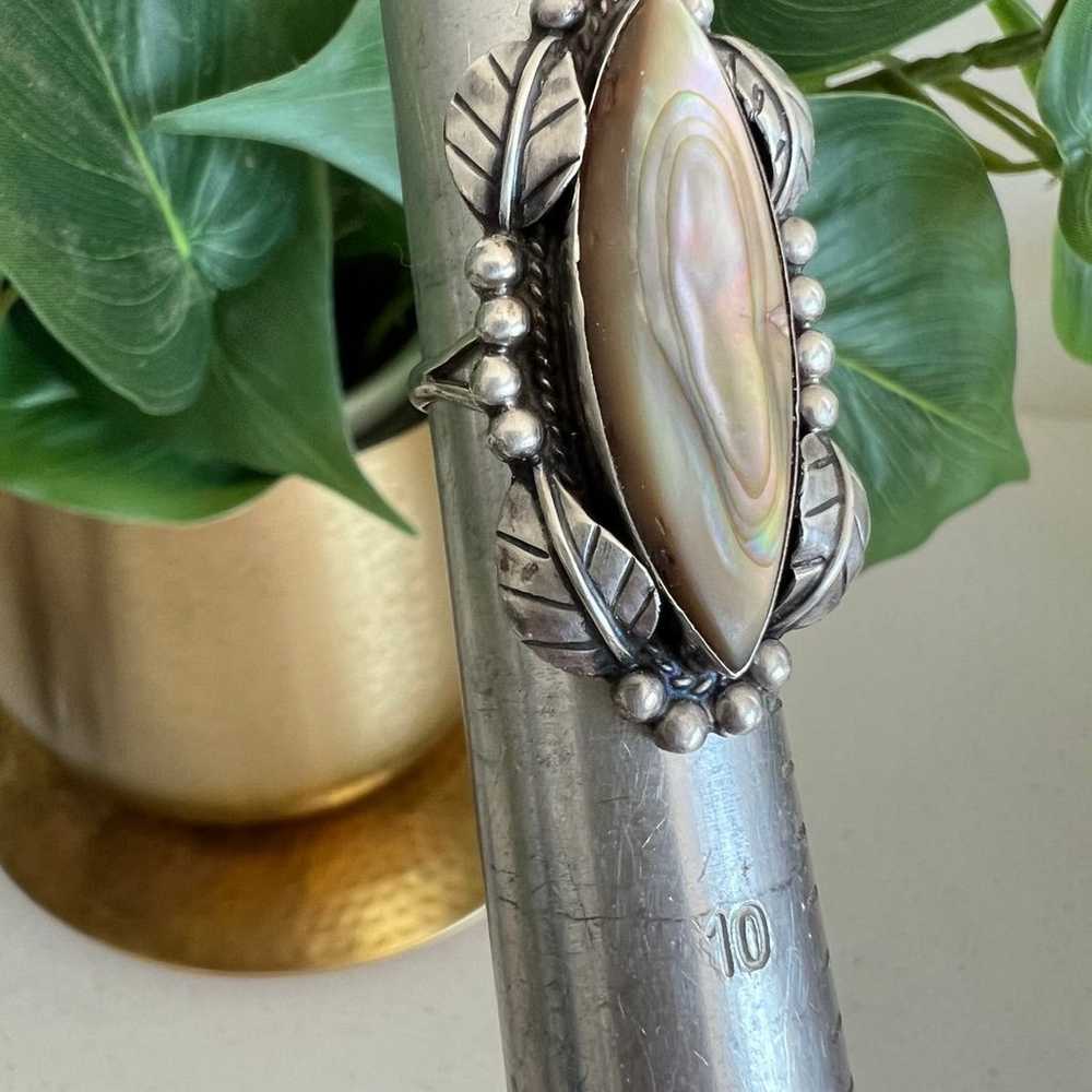 Vintage Sterling Silver & Mother of Pearl Navajo … - image 3