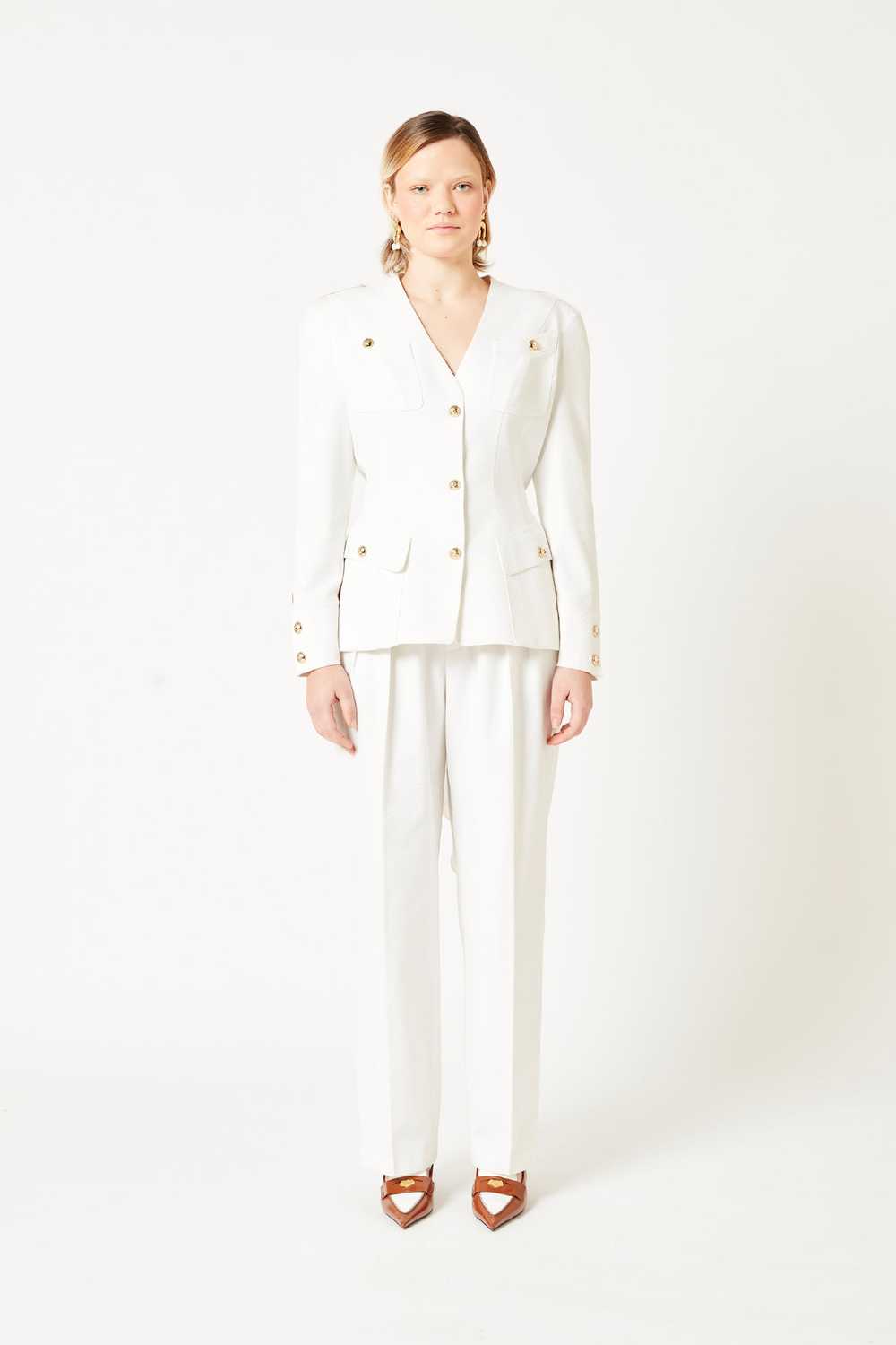 Thierry Mugler White Backless Pantsuit - image 1