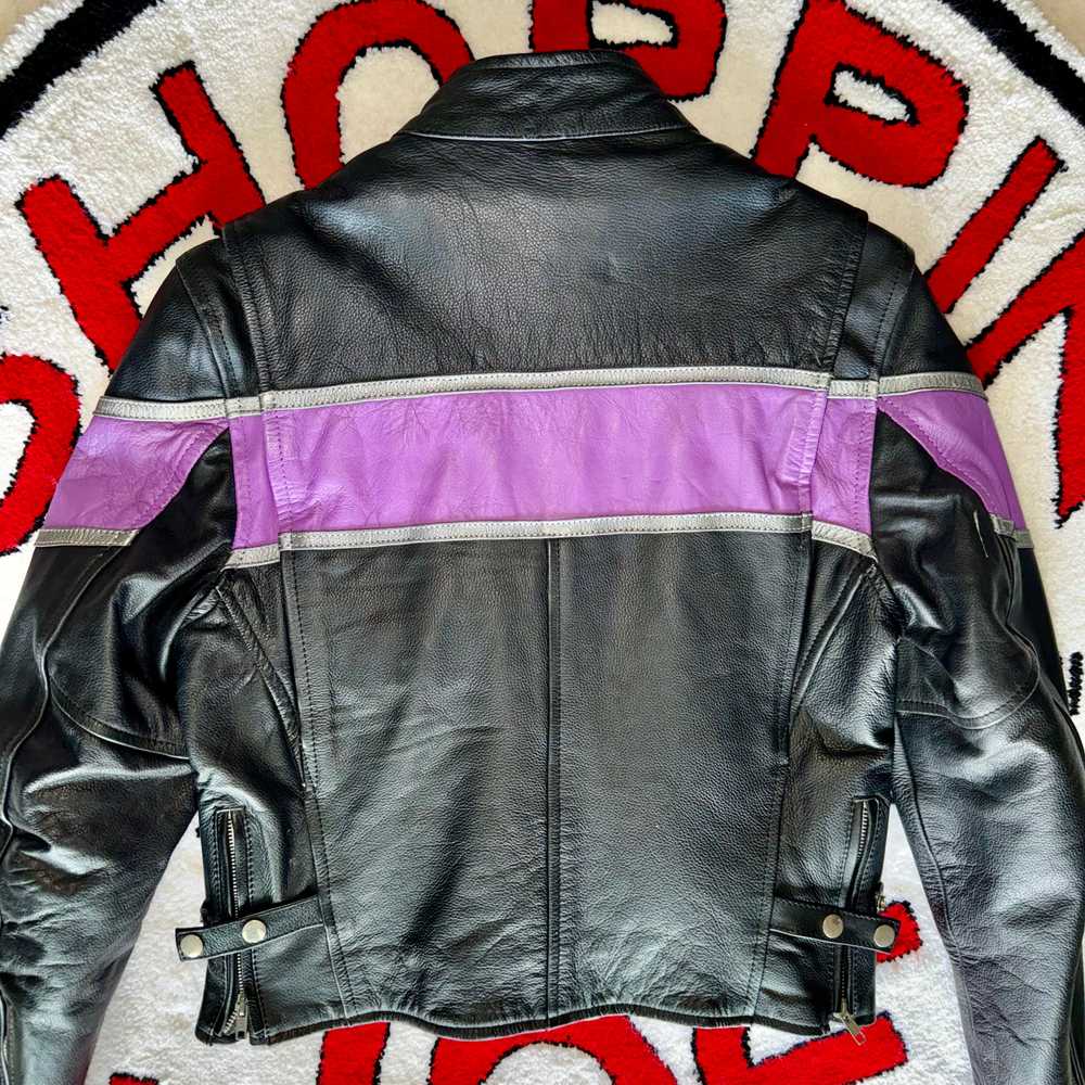 UNIK Black & Purple Women’s Leather Motorcycle Ja… - image 10