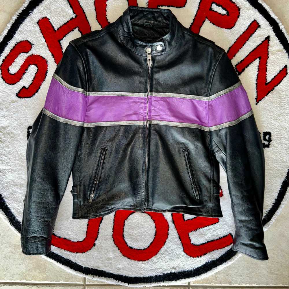 UNIK Black & Purple Women’s Leather Motorcycle Ja… - image 2