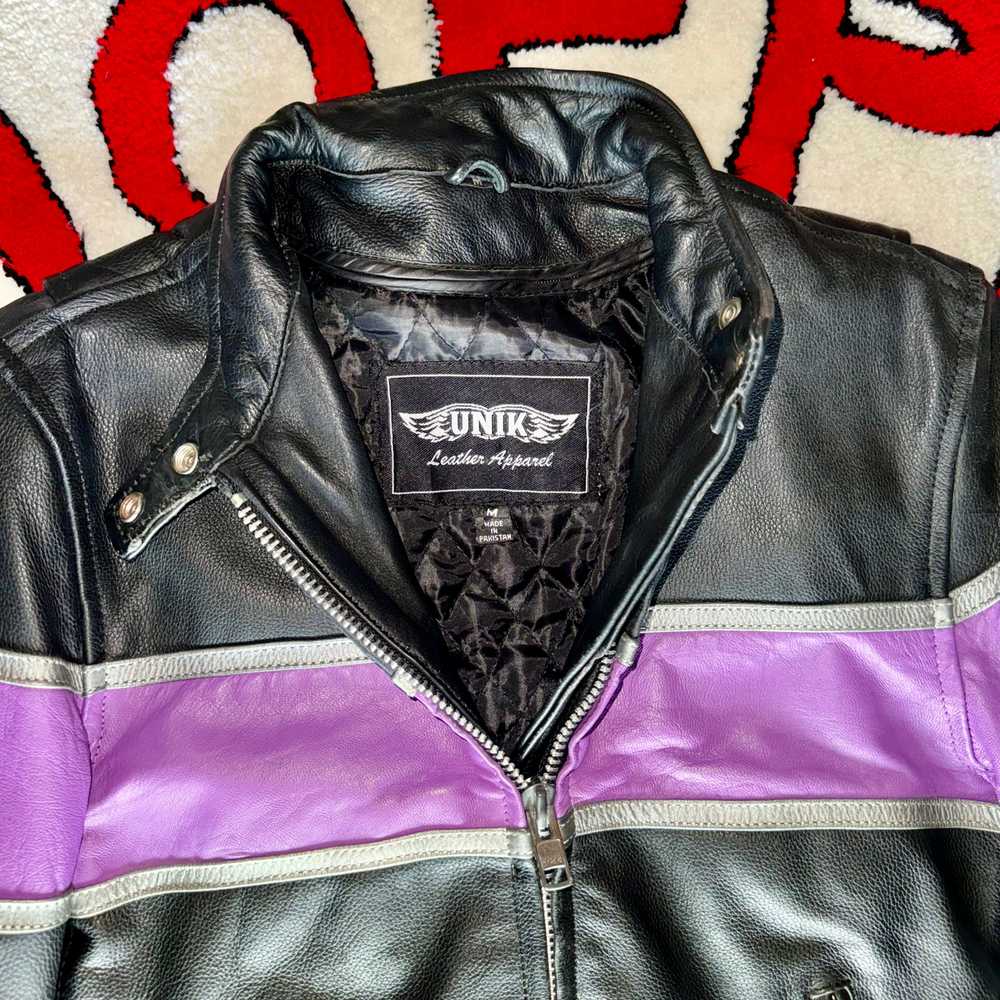 UNIK Black & Purple Women’s Leather Motorcycle Ja… - image 4