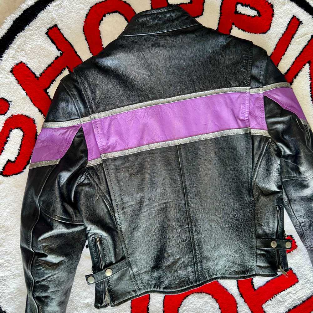 UNIK Black & Purple Women’s Leather Motorcycle Ja… - image 8