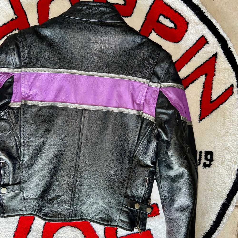 UNIK Black & Purple Women’s Leather Motorcycle Ja… - image 9