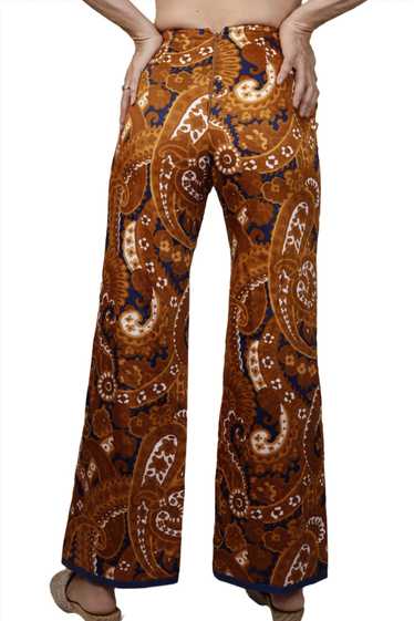 Brown Paisley Silk Wideleg Pants 1970s