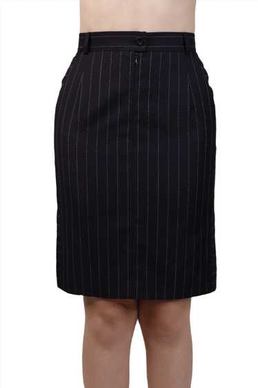 Escada, Black Pinstripe Pencil Skirt 1980s