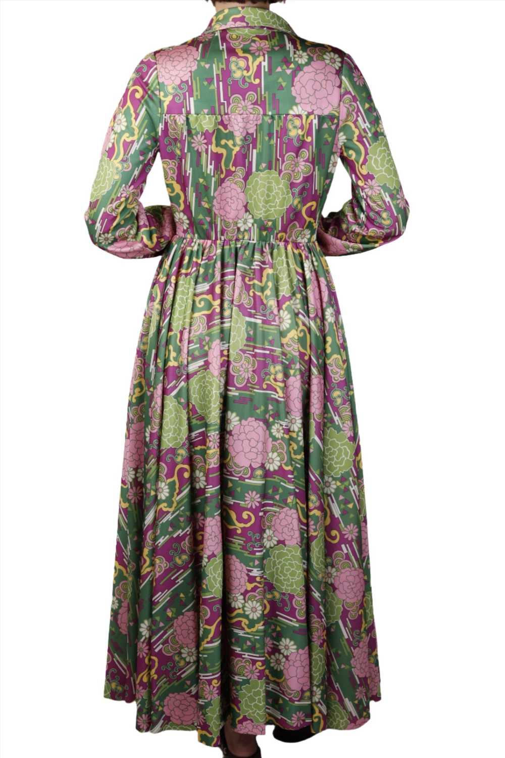 Green & Purple Floral Graphic Long Sleeve Maxi Dr… - image 4