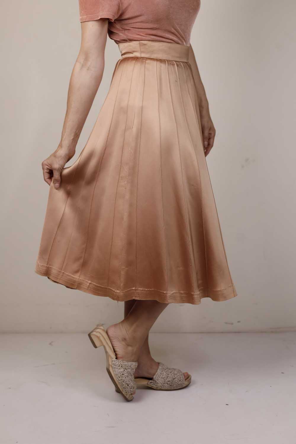 Peach Satin Aline Circle Skirt 1940s - image 4