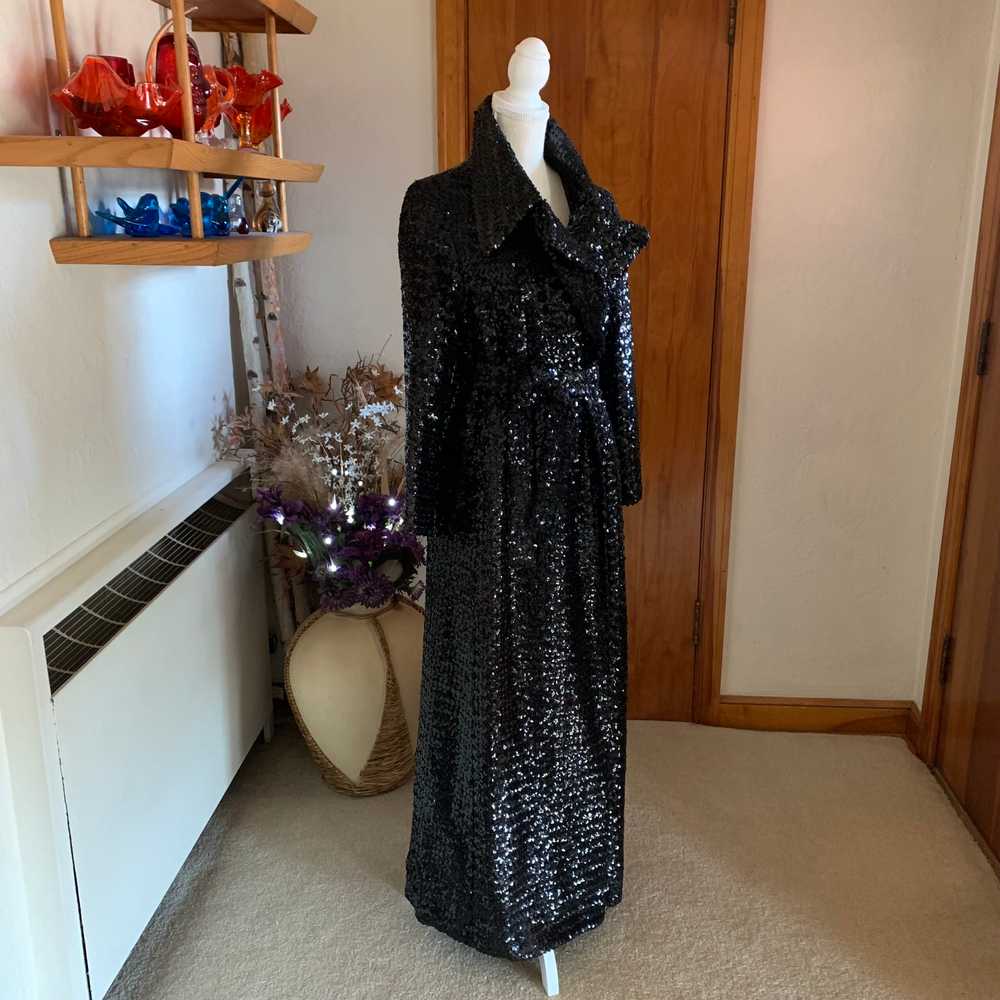 Vintage Black Sequin Duster/Opera Coat Young Dime… - image 1