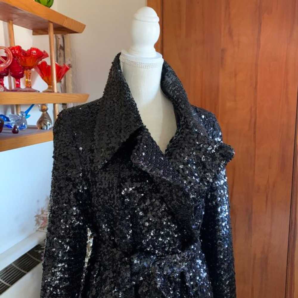 Vintage Black Sequin Duster/Opera Coat Young Dime… - image 3