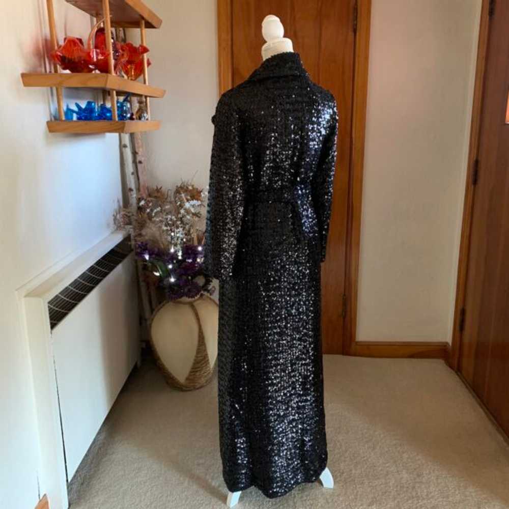 Vintage Black Sequin Duster/Opera Coat Young Dime… - image 4