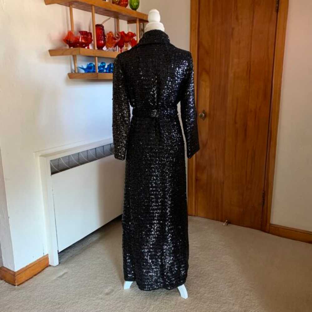 Vintage Black Sequin Duster/Opera Coat Young Dime… - image 5