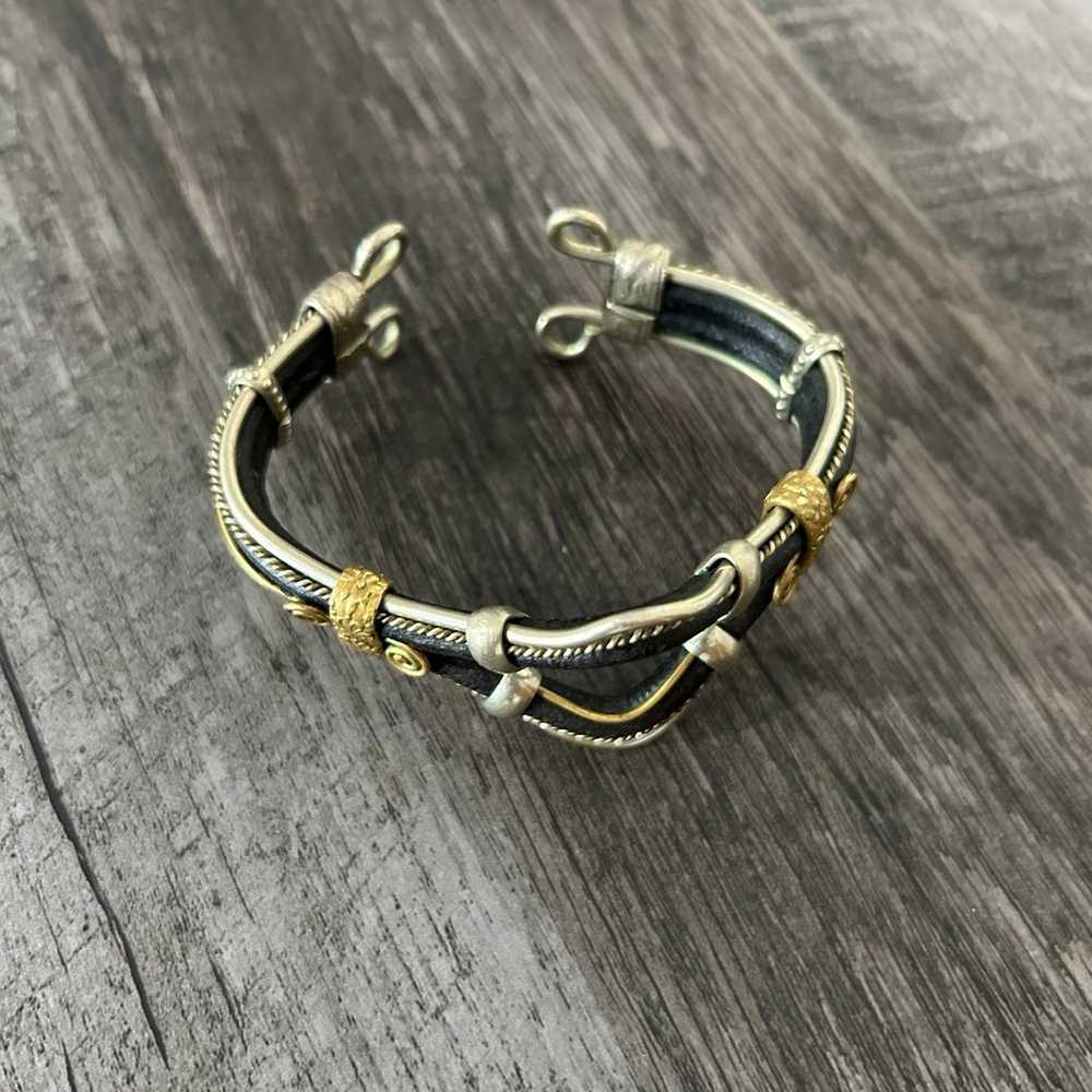 Vintage Sterling silver and brass bracelet - image 4