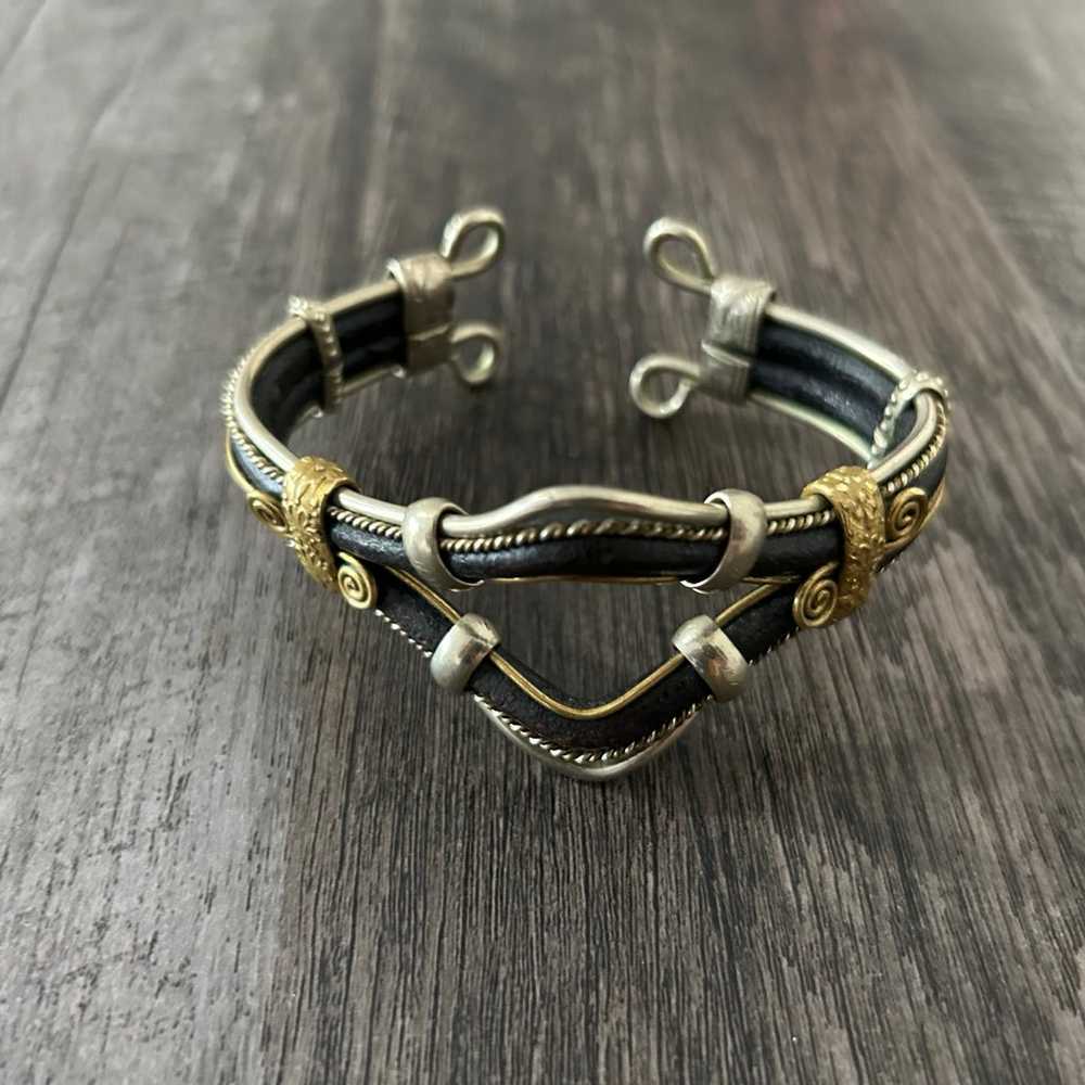 Vintage Sterling silver and brass bracelet - image 5