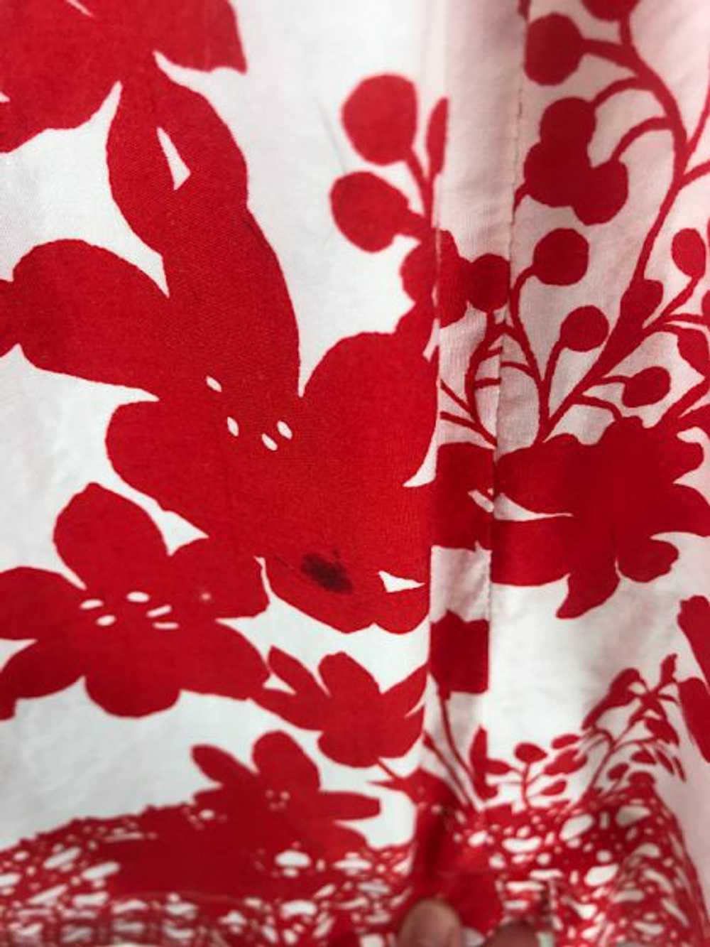 Vintage Inspired 50’s Red & White Flower Print Ha… - image 2