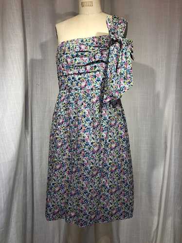 Vintage Inspired 50s Blue and Purple Floral Print 