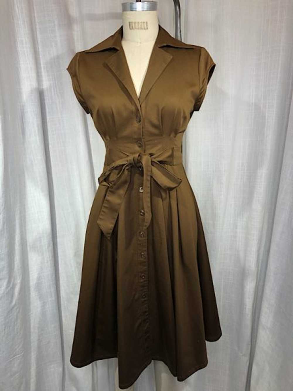 Vintage Inspired 50s Brown Shirt Dress - image 1