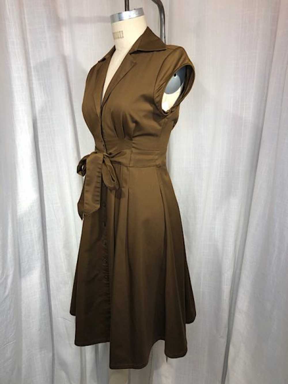 Vintage Inspired 50s Brown Shirt Dress - image 4