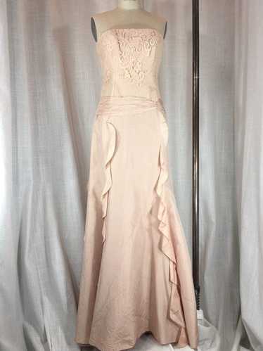 Vintage Inspired Pink Lace Evening Dress