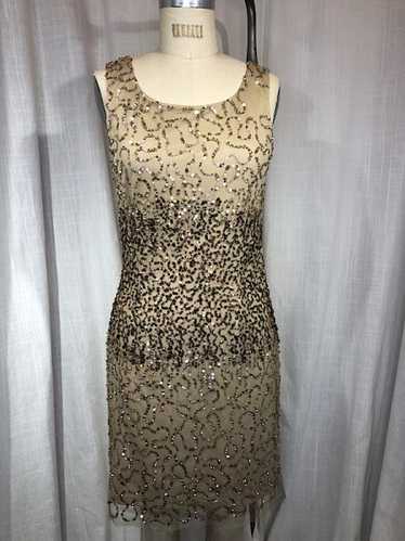 Vintage Inspired 60s Gold Sequin Cocktail Dress