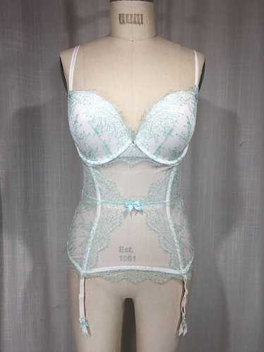 Vintage Inspired Mint Green Lace & White Bustier