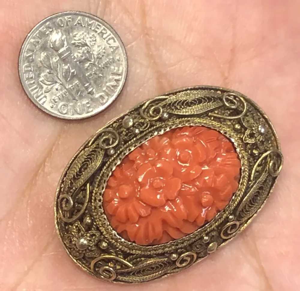 Antique Chinese Gild Sterling Silver Filigree Car… - image 11