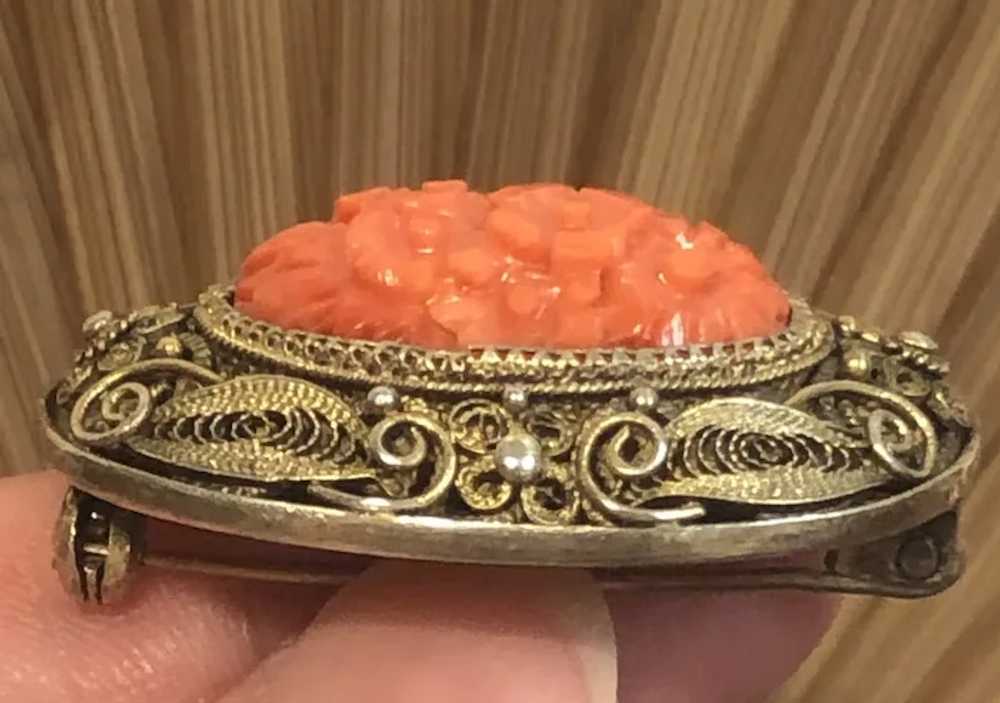 Antique Chinese Gild Sterling Silver Filigree Car… - image 5