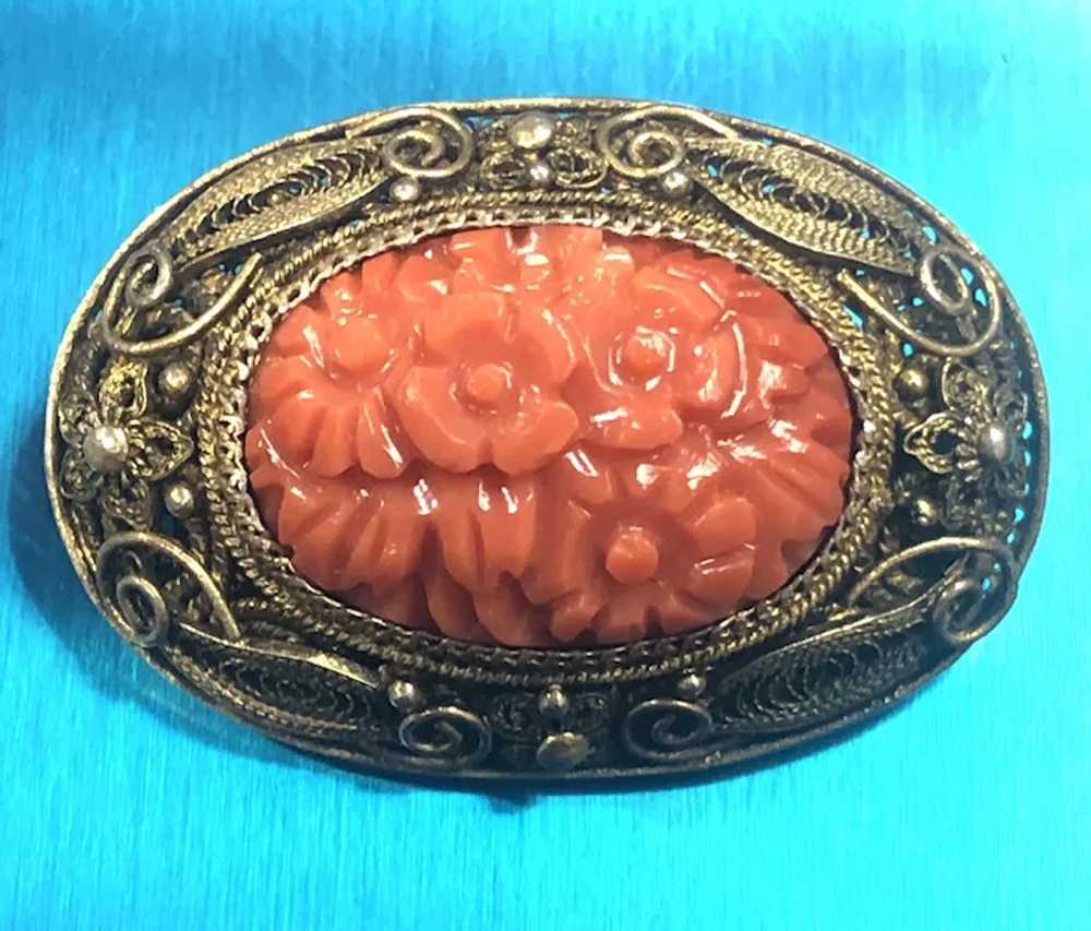Antique Chinese Gild Sterling Silver Filigree Car… - image 7