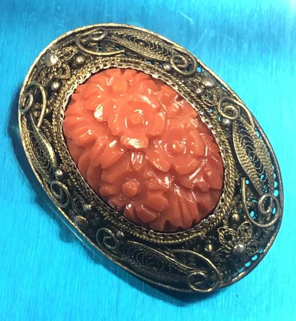 Antique Chinese Gild Sterling Silver Filigree Car… - image 8