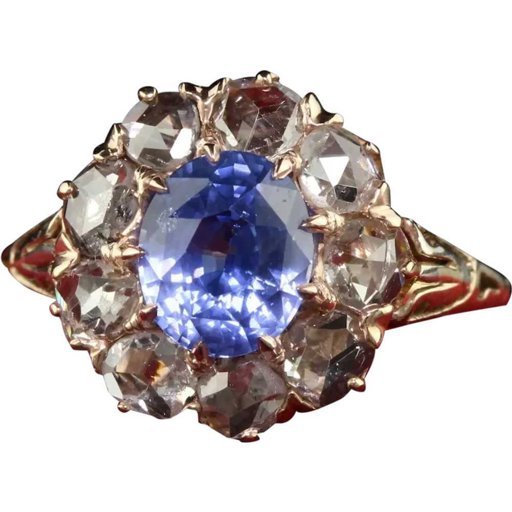 Antique Victorian 18K Yellow Gold Ceylon Sapphire… - image 1