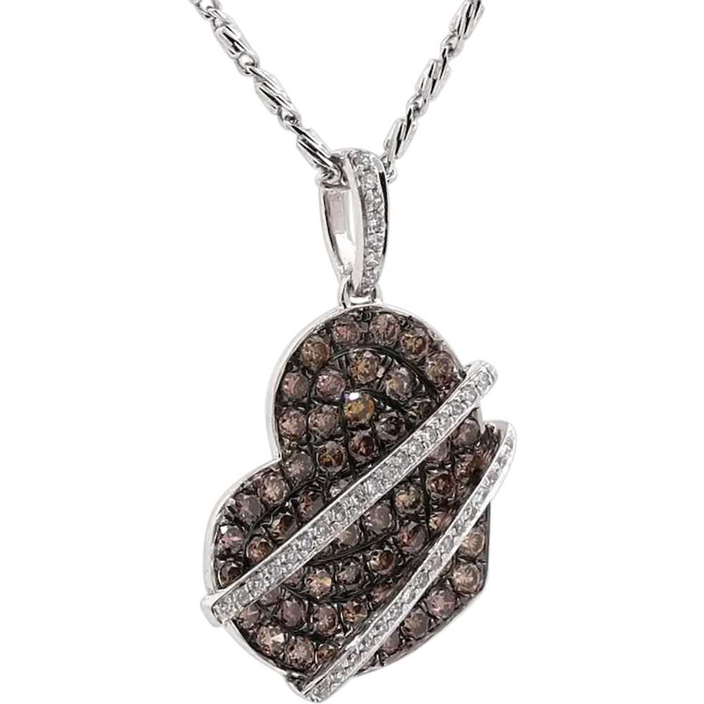 1.60 TW Cluster Chocolate Diamond Heart Pendant C… - image 1